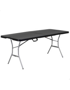 Mesa dobrável retangular 183x76 cm preta reforçada e segura | Distria