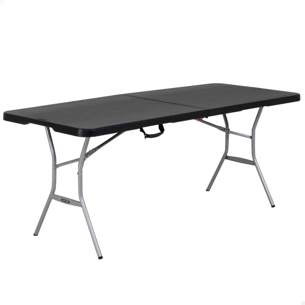 Mesa dobrável retangular 183x76 cm preta reforçada e segura | Distria