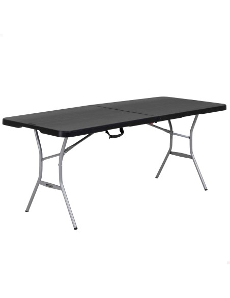 Mesa dobrável retangular 183x76 cm preta reforçada e segura | Distria