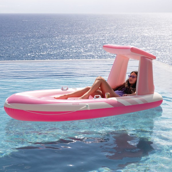 Colchão inflável Pink Paradise com teto e porta-copos | Distria