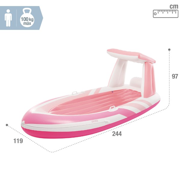 Colchão inflável Pink Paradise com teto e porta-copos | Distria