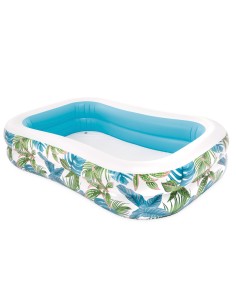 Piscina inflável tropical com desenho de folhas e dreno | Distria