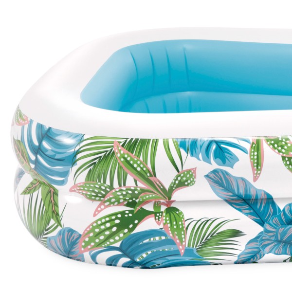 Piscina inflável tropical com desenho de folhas e dreno | Distria