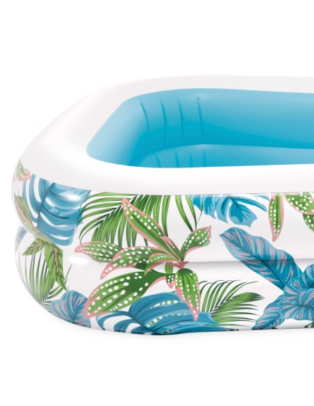 Piscina inflável tropical com desenho de folhas e dreno | Distria