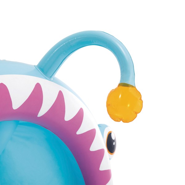 Piscina infantil inflável de peixes com guarda-sol e piso acolchoado | Distria