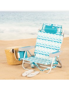 Aktive Cadeira de praia dobrável de 5 posições com bolso lateral | Distria 2