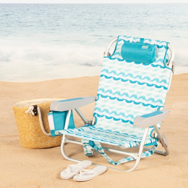 Aktive Cadeira de praia dobrável de 5 posições com bolso lateral | Distria