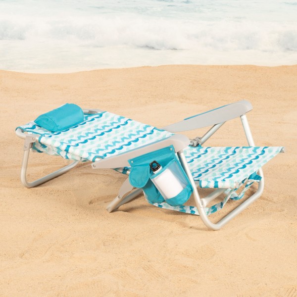 Aktive Cadeira de praia dobrável de 5 posições com bolso lateral | Distria