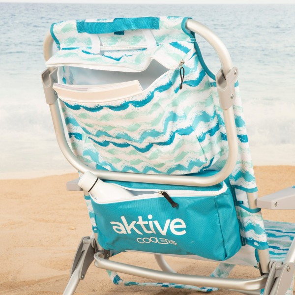 Aktive Cadeira de praia dobrável de 5 posições com bolso lateral | Distria