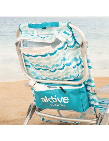 Aktive Cadeira de praia dobrável de 5 posições com bolso lateral | Distria