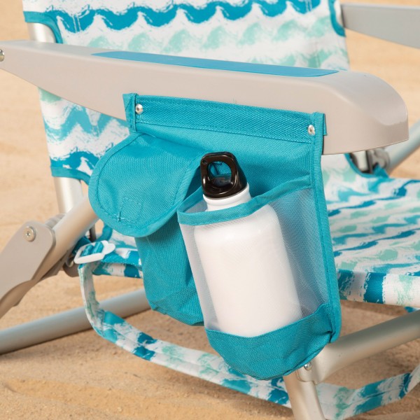 Aktive Cadeira de praia dobrável de 5 posições com bolso lateral | Distria