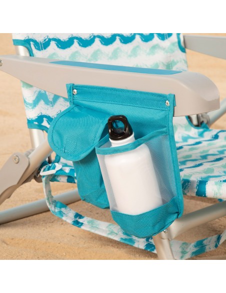 Aktive Cadeira de praia dobrável de 5 posições com bolso lateral | Distria