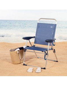 Aktive Cadeira de praia dobrável 4 pos. alumínio e textilene azul Distria 2