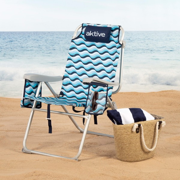 Aktive Cadeira de praia tipo mochila Aruba com 5 posições | Distria