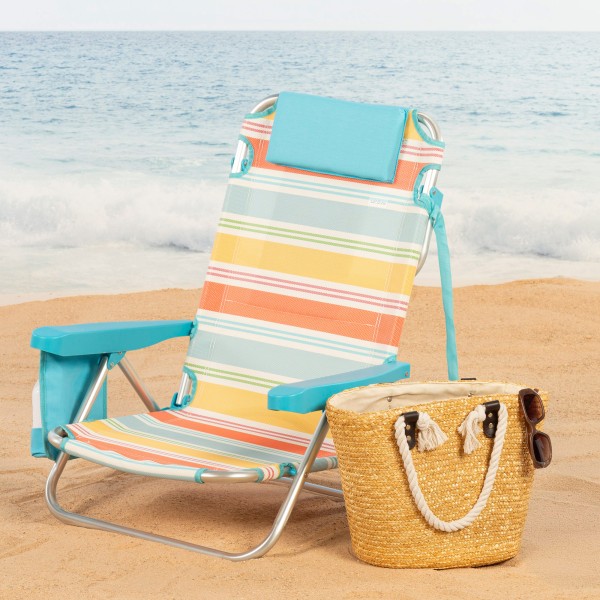 Aktive Cadeira de praia dobrável de alumínio com 5 posições e bolso | Distria