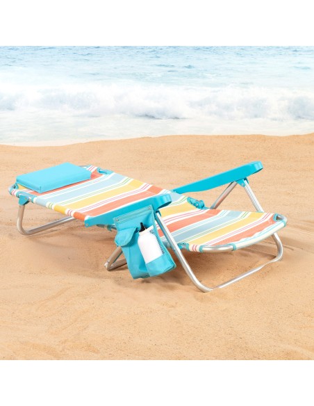 Aktive Cadeira de praia dobrável de alumínio com 5 posições e bolso | Distria