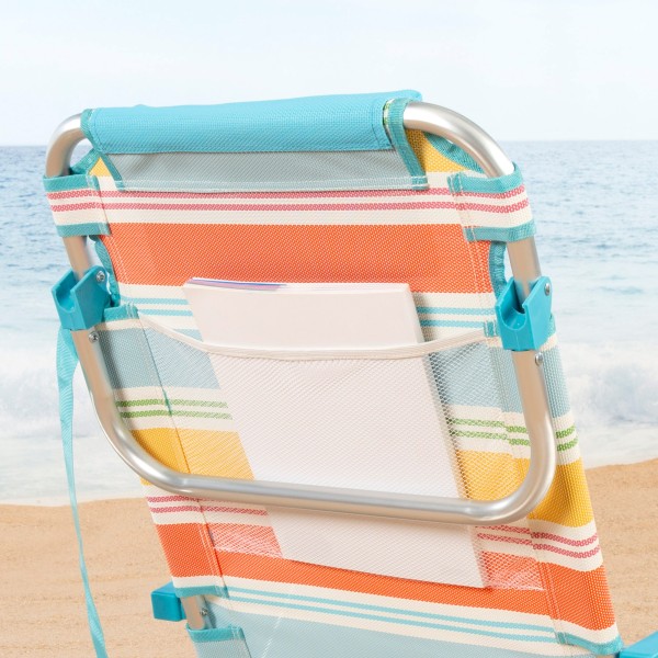 Aktive Cadeira de praia dobrável de alumínio com 5 posições e bolso | Distria