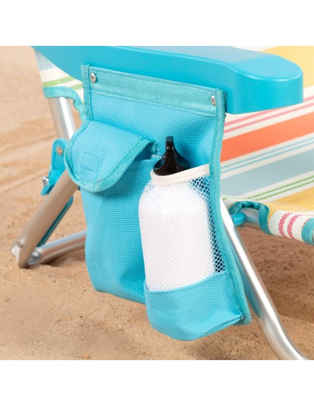 Aktive Cadeira de praia dobrável de alumínio com 5 posições e bolso | Distria