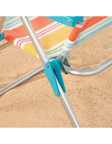 Cadeira de praia dobrável 5 posições listras antiderrapantes | Distria