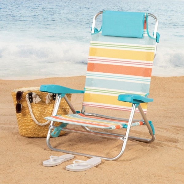 Aktive Cadeira de praia dobrável listras multicoloridas 7 posições | Distria