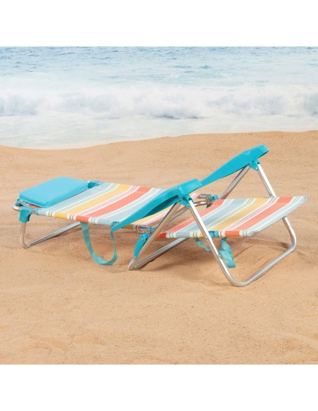 Aktive Cadeira de praia dobrável listras multicoloridas 7 posições | Distria