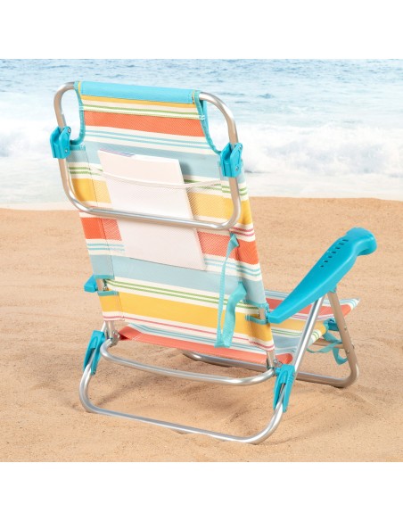 Aktive Cadeira de praia dobrável listras multicoloridas 7 posições | Distria