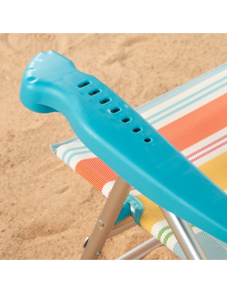 Aktive Cadeira de praia dobrável listras multicoloridas 7 posições | Distria