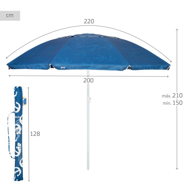 Aktive Guarda-chuva de praia de 220 cm azul