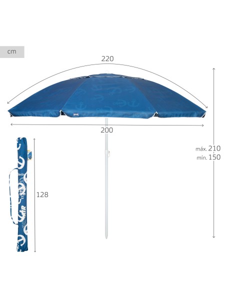 Aktive Guarda-chuva de praia de 220 cm azul
