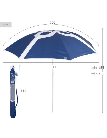 Aktive Impressão azul de guarda-sol de praia 200 cm | Distria