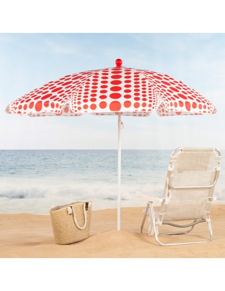 Aktive Guarda-sol de praia com bolinhas vermelhas 200 cm | Distria