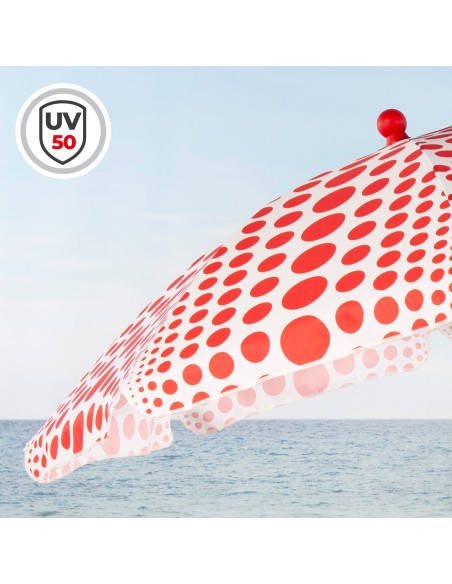 Aktive Guarda-sol de praia com bolinhas vermelhas 200 cm | Distria
