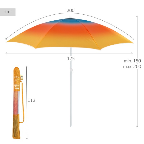 Aktive Guarda-sol de praia com estampa multicolorida 200 cm | Distria