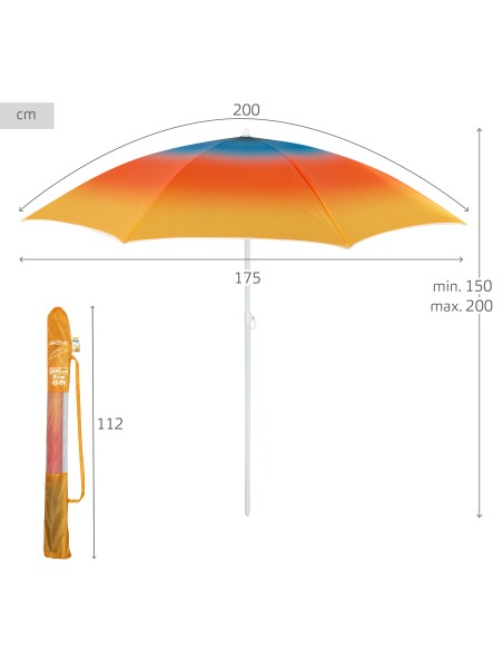 Aktive Guarda-sol de praia com estampa multicolorida 200 cm | Distria