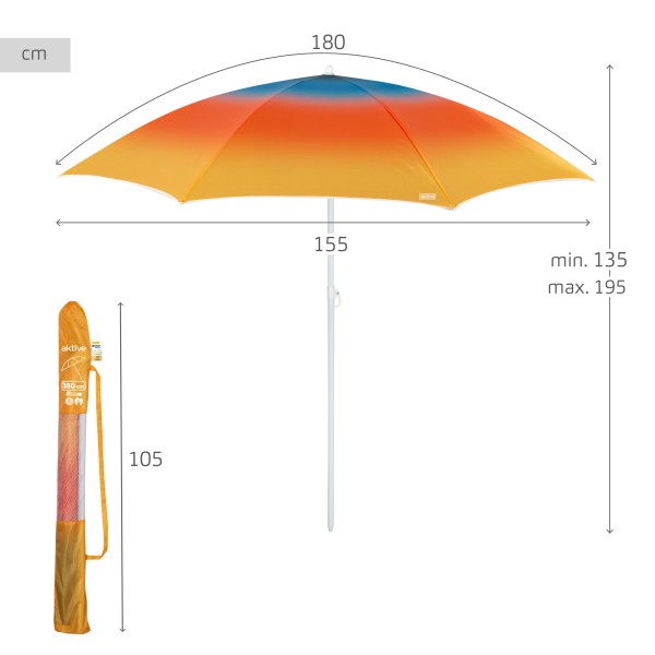 Aktive Guarda-sol de praia estampado multicolorido 180 cm | Distria