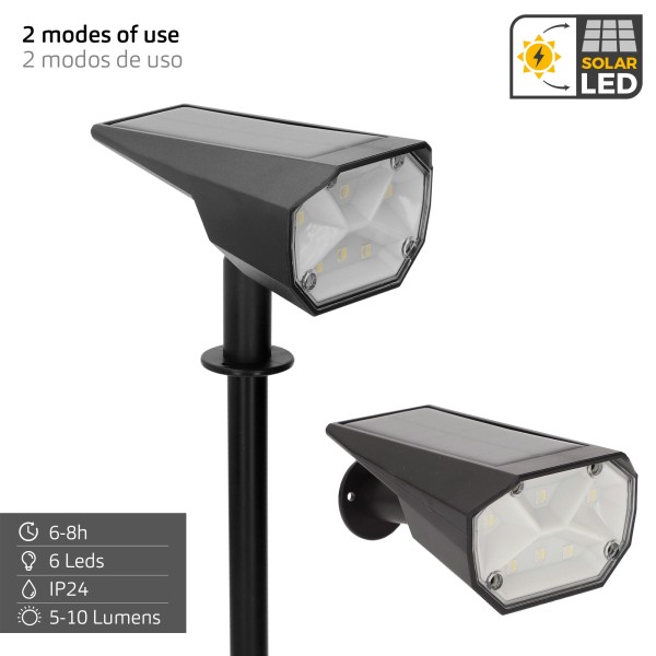 Farol solar LED com luz e colorida 8x11x37 cm | Distria