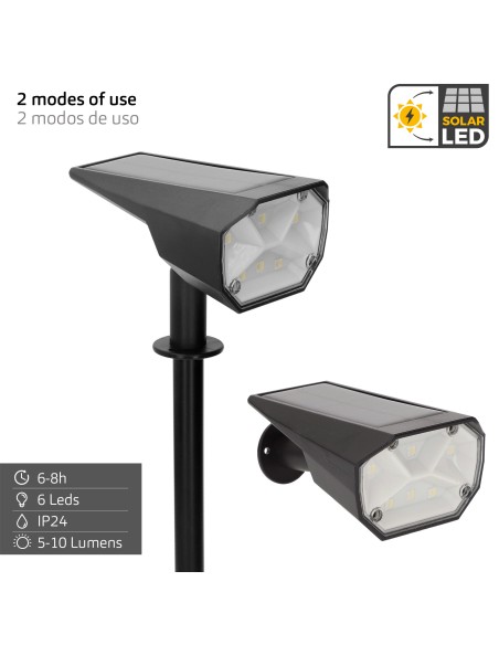 Farol solar LED com luz e colorida 8x11x37 cm | Distria