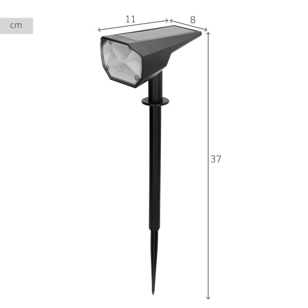 Farol solar LED com luz e colorida 8x11x37 cm | Distria