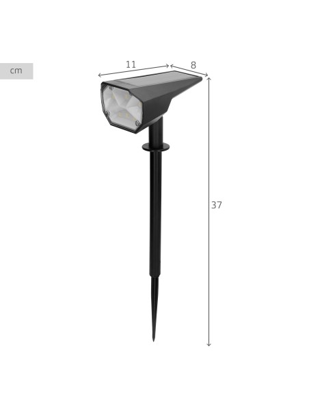 Farol solar LED com luz e colorida 8x11x37 cm | Distria