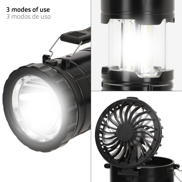 Aktive Luminária LED 3 em 1 com ventilador e lanterna | Distria