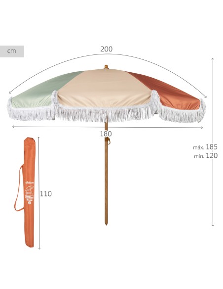 Aktive Guarda-sol de praia multicolorido de 200 cm com franjas | Distria