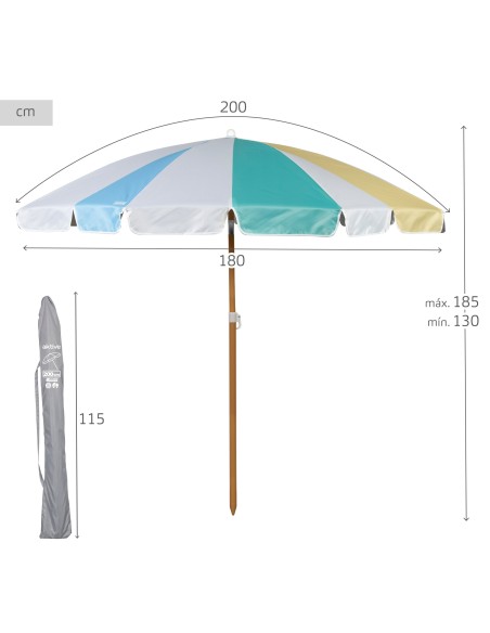 Aktive Guarda-sol de praia de 8 hastes, 200 cm arco-íris | Distria