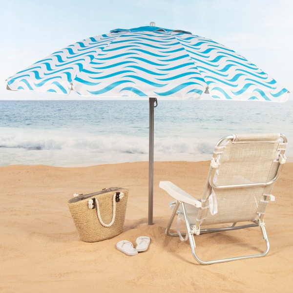 Aktive guarda-sol de praia à prova de vento 220 cm ondas praia | Distria