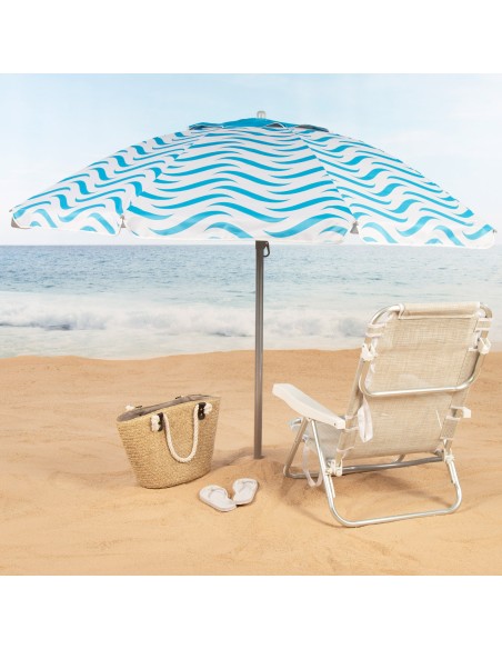 Aktive guarda-sol de praia à prova de vento 220 cm ondas praia | Distria