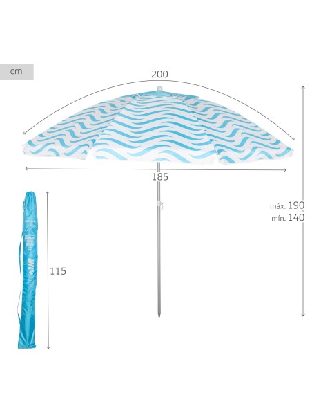 Aktive Guarda-sol de praia à prova de vento de 200 cm ondas praia | Distria