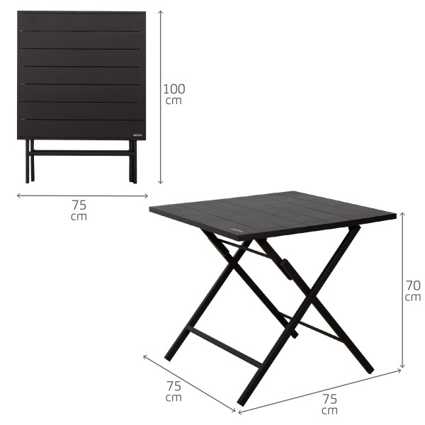 Aktive Conjunto de mesa de jardim dobrável e 2 cadeiras em aço | Distria