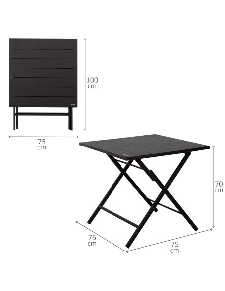 Aktive Conjunto de mesa de jardim dobrável e 2 cadeiras em aço | Distria
