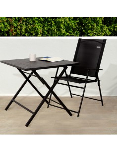 Aktive Pacote com 2 cadeiras dobráveis finas pretas para o jardim | Distria 2