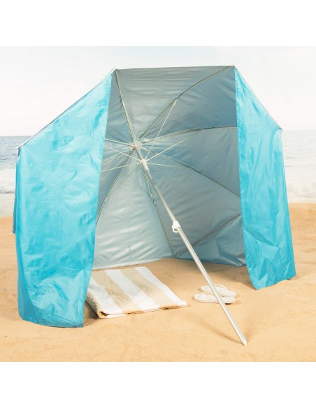 Aktive Guarda-sol de praia corta-vento de 8 nervuras, 200 cm, azul