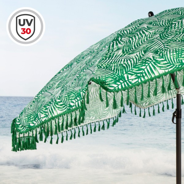 Aktive Guarda-sol de praia 180 cm samambaias com franjas | Distria